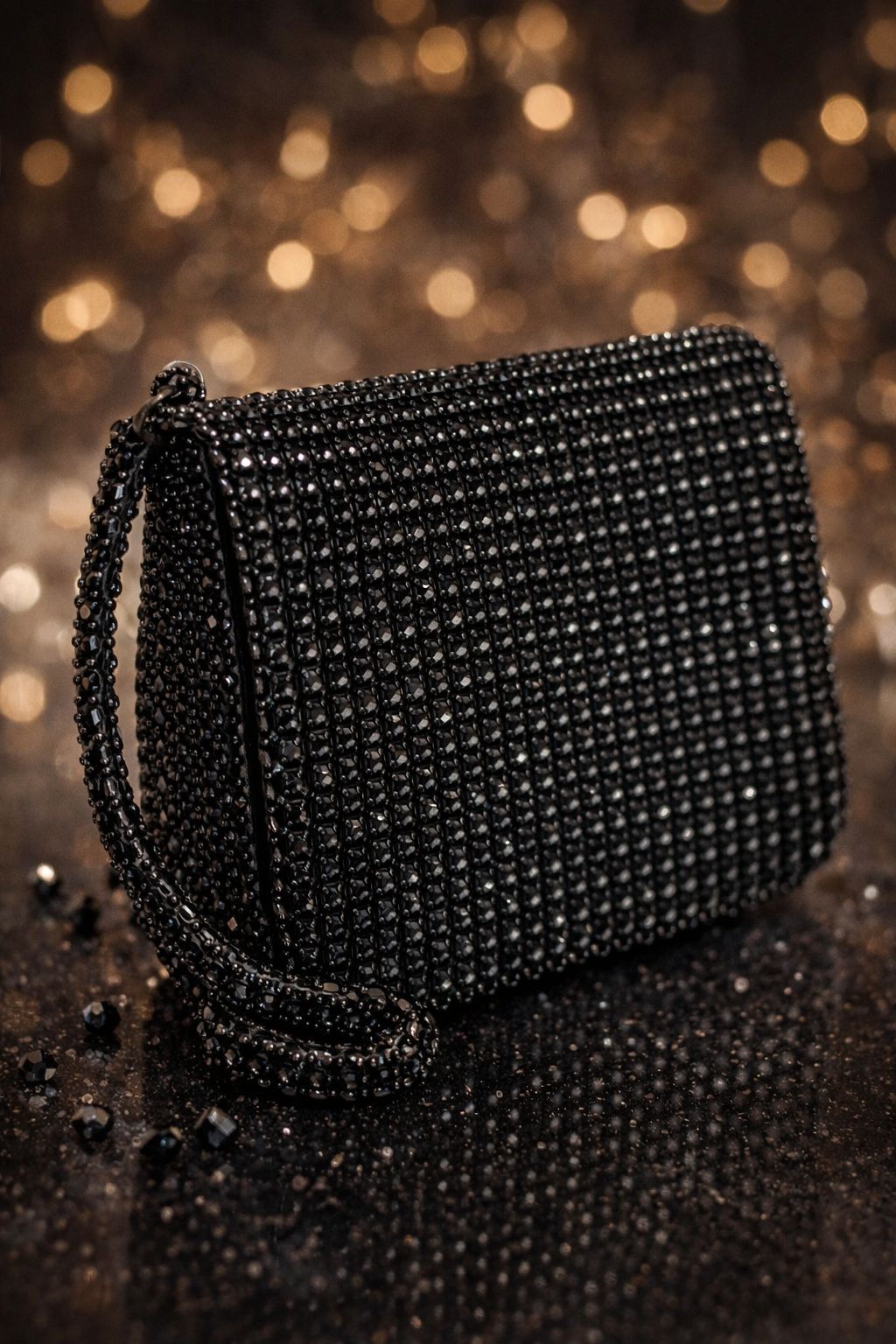 Midnight Noir Stone Sling Clutch