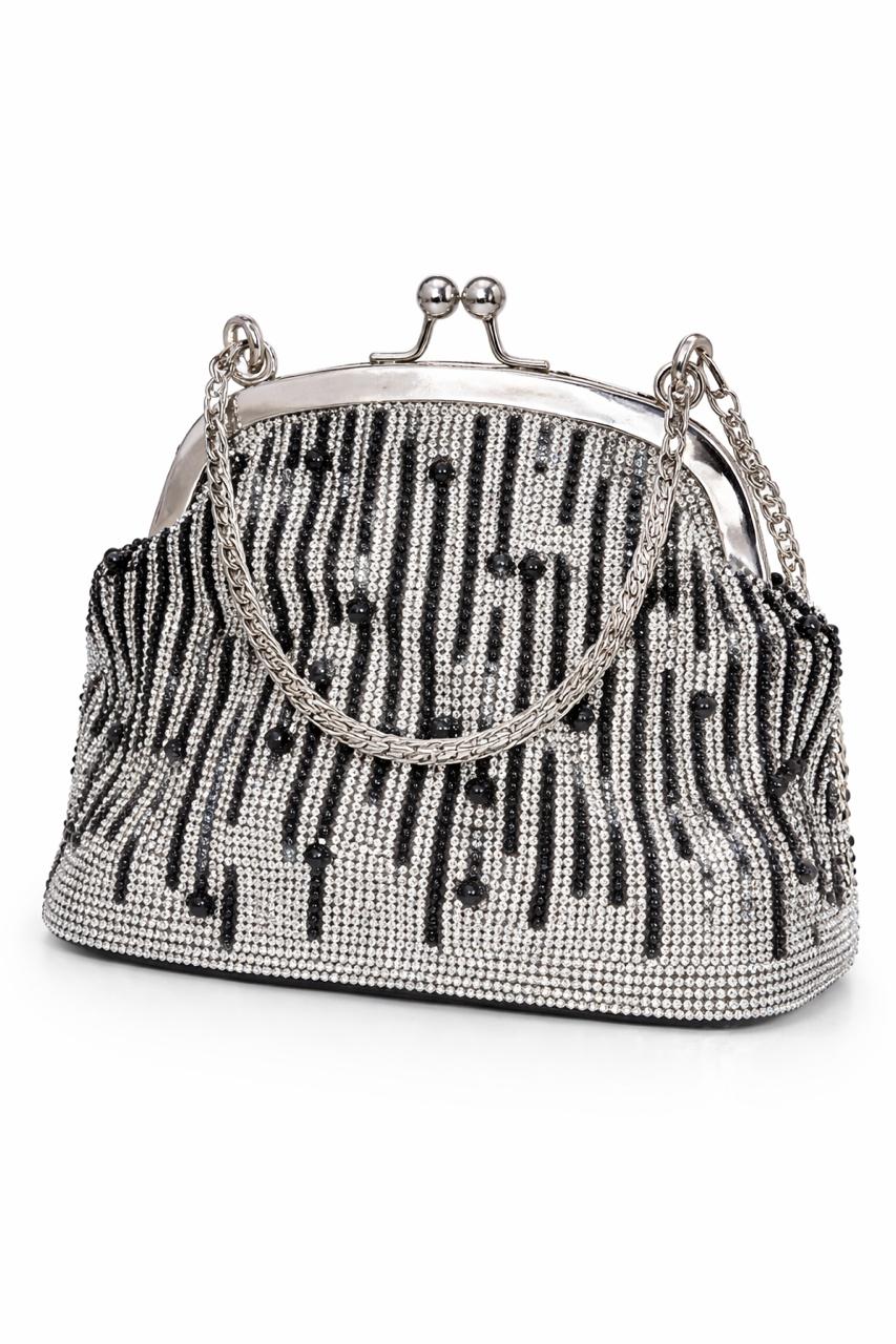 Noir Cascade Stone Handbag