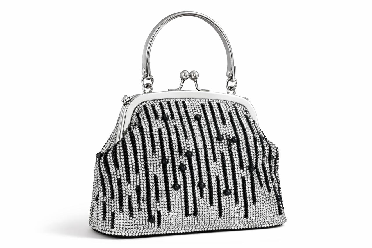 Noir Cascade Stone Handbag